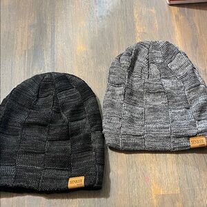 Senker Black and Gray Knit Beanies set of 2 MENS WOMENS BEANIE HATS ##229